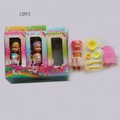 Кукла маленькая 356 в наборе с посудкой и мебелью, 3 вида микс, в кор.17*6,6*3,3 см