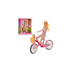 Кукла DEFA 8276 30см, велосипед26см, собачка, 2 вида, в кор-ке, 29,5-31,5-9,5см