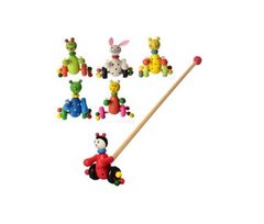 Деревянная игрушка Каталка MD 0024 (100шт) на палке48,5см,животные12см,6видов,в кульке,52-12-11см