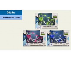 Велосипед для куклы 2019A 3 цвета,металл.с платик.эл-ми, р-р игрушки – 19.5*6*13 см, в кор.
