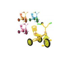 Велосипед M 1190 3 колеса, голубой, розовый, желтый, клаксон