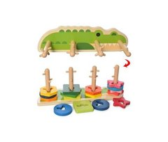 Деревянная игрушка Геометрика MD 2759 пирамидка-ключ, фигурки 16шт, в кор-ке,30,5-13-9,5см